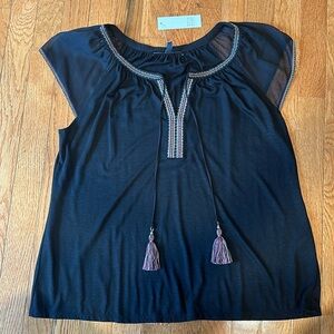 Black Cap Sleeve Tee shirt, White House Black Market Shirt, Size L, NWT